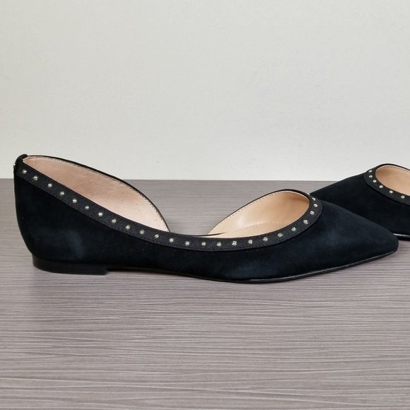Sam Edelman Roni Studded Half d'Orsay Flat, Black Suede, Womens Size 6 - Picture 7 of 9